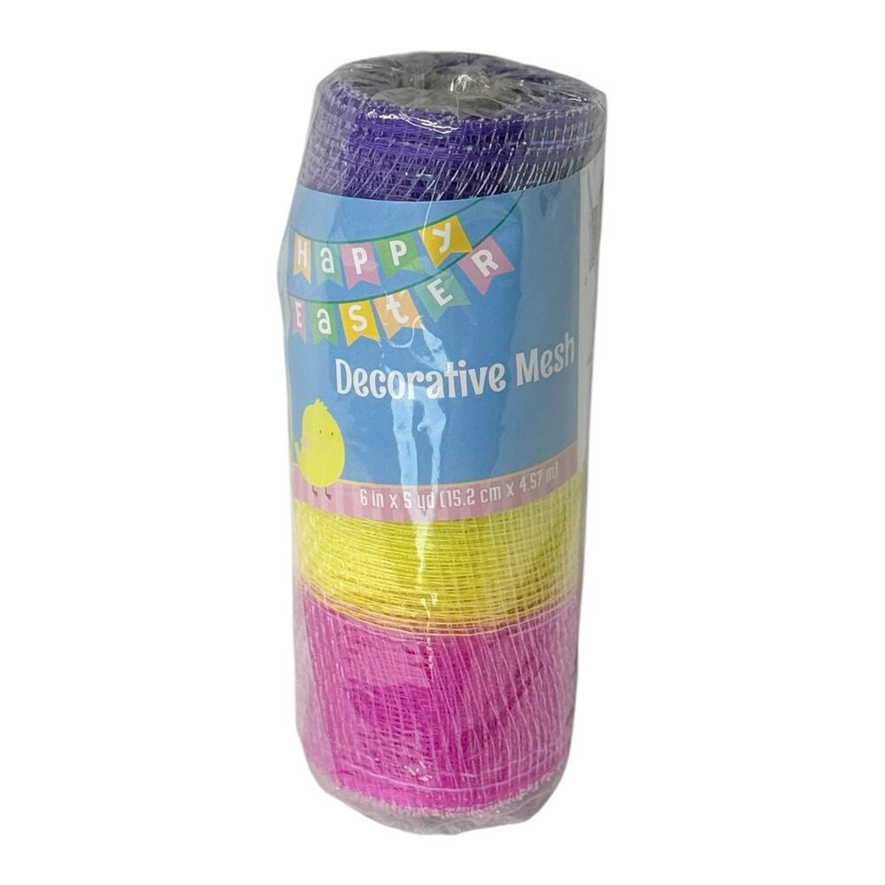 Deco Mesh Ribbon Rainbow Pink Purple Blue Yellow 6"x15' Easter Basket Decor New